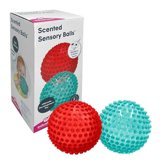 Edushape The Original Scented Sensory Balls for Baby, Vanilla and Strawberry - Assorted Balls That Help Enhance Gross Motor Skills for Kids Aged 12 Months & Up - Unique Toddler Ball for Baby