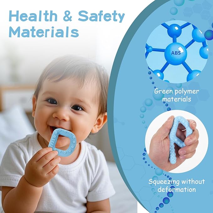 Sensory Chew Toys for Autistic Children, 4 Pack P Shape Teething Toys, Baby Teethers Autism Chew Toys for for Oral Motor Movement Stimulates, Silicone Chew Necklaces for Kids Adults BPA Free