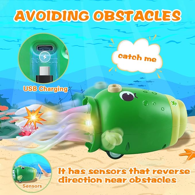 Dancing Octopus Baby Toy, Toddler Crawling Tummy Time Toys with Light and Music, Electric Magic Dancing Squid Toy for Kids 12-18+ Months, Funny 1st Boys Girls Birthday Gifts, Green