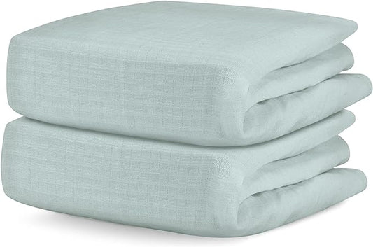 Newton Baby Organic Fitted Crib Sheets (2-Pack) - Ultra Breathable and Soft, 100% Organic Muslin Cotton, Sage, Fits All Standard Cribs
