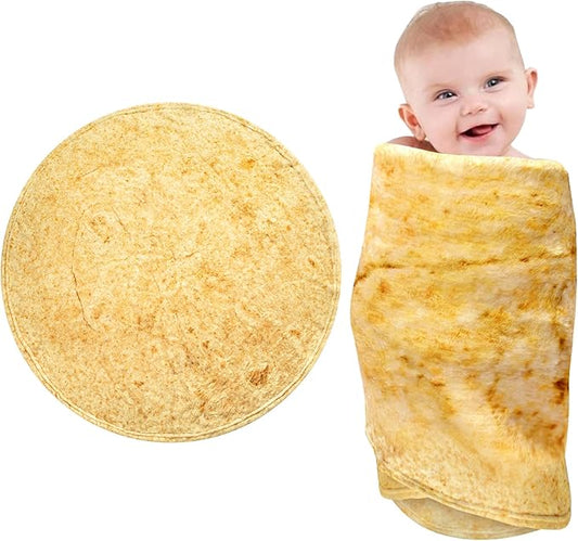 Funny Tortilla Swaddle Blanket - Soft Flannel Wearable Wrap for Newborn to 9 Months, Perfect for Baby Shower Gifts
