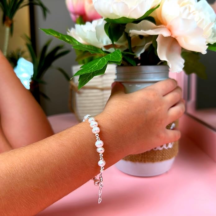Freshwater Cultured Pearl Bracelet, Sterling Silver Jewelry. Toddler Bracelets for Girls, Toddler Girl Birthday Gifts, Keepsake Baby Girl gift