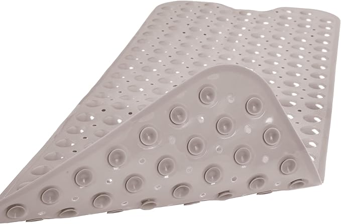 Linoows Bathtub and Shower Mats, Extra Long Non-Slip Bath Tub Mat 39 x 16 Inch, Machine Washable Bathmat with Suction Cups & Drain Holes for Bathroom Floor, Tan