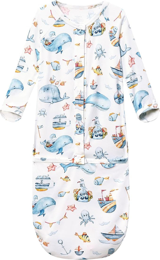 Baby Nightgowns Sleeper Gown Newborn Long Sleeve Pajama Gowns Unisex Viscose from Bamboo Infant Sleepwear