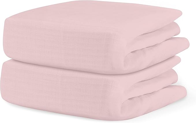 Newton Baby Organic Fitted Crib Sheets (2-Pack) - Ultra-Breathable and Ultra-Soft, 100% Organic Muslin Cotton, Sunrise Pink, Fits All Standard Cribs