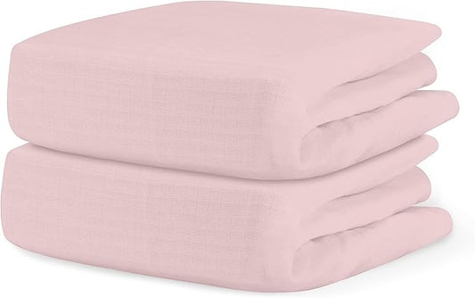Newton Baby Organic Fitted Crib Sheets (2-Pack) - Ultra-Breathable and Ultra-Soft, 100% Organic Muslin Cotton, Sunrise Pink, Fits All Standard Cribs