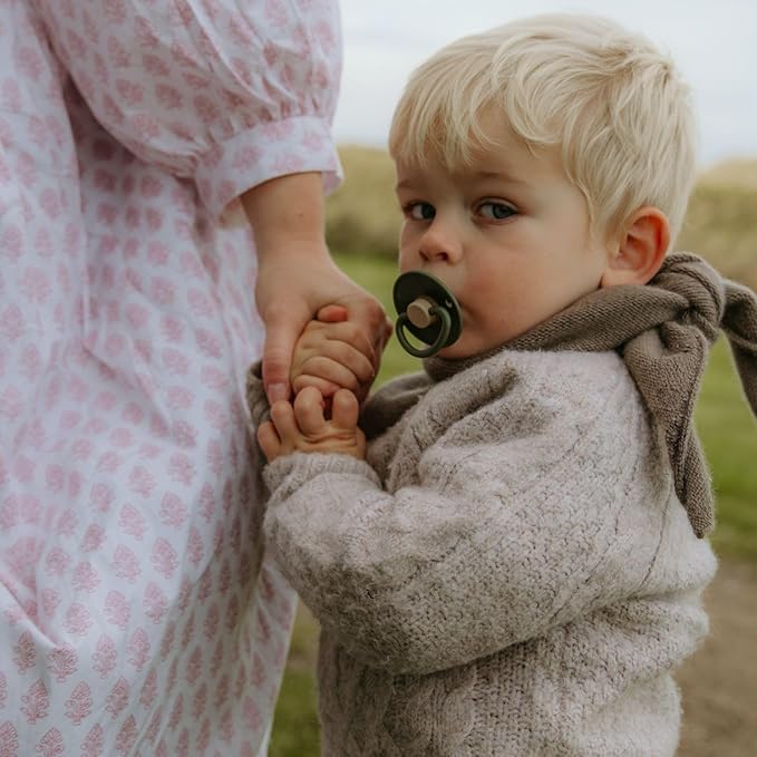 FRIGG Little Viking Natural Rubber Baby Pacifier 2-Pack | Made in Denmark | BPA-Free (Sage/Olive, 6-18 Months)