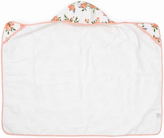 Little Unicorn Premium Hooded Bath Towel| Absorbent Cotton & Terry Blend | Larger Size, 1-6 Years (Watercolor Roses)