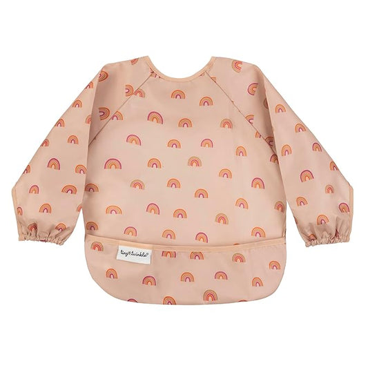 Tiny Twinkle Mess Proof Baby Bib,Waterproof Smock Baby Bib for Eating,Machine Washable Long Sleeve Bib,Baby Led Weaning,Toddler Bib,BLW Supplies(Boho Rainbow, Large 2-4 Years)