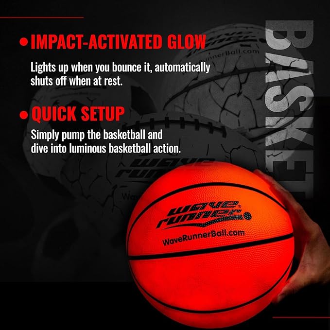 Light Up Basketball - Glow In The Dark Basketball - Teen Boys Gift Ideas For Boys 8-15+ Year Old - Led Basketball Accessories | Cool Outdoor Toys Ages 8 9 10 11 12 13 14 15 - Sports Stuff For Kids