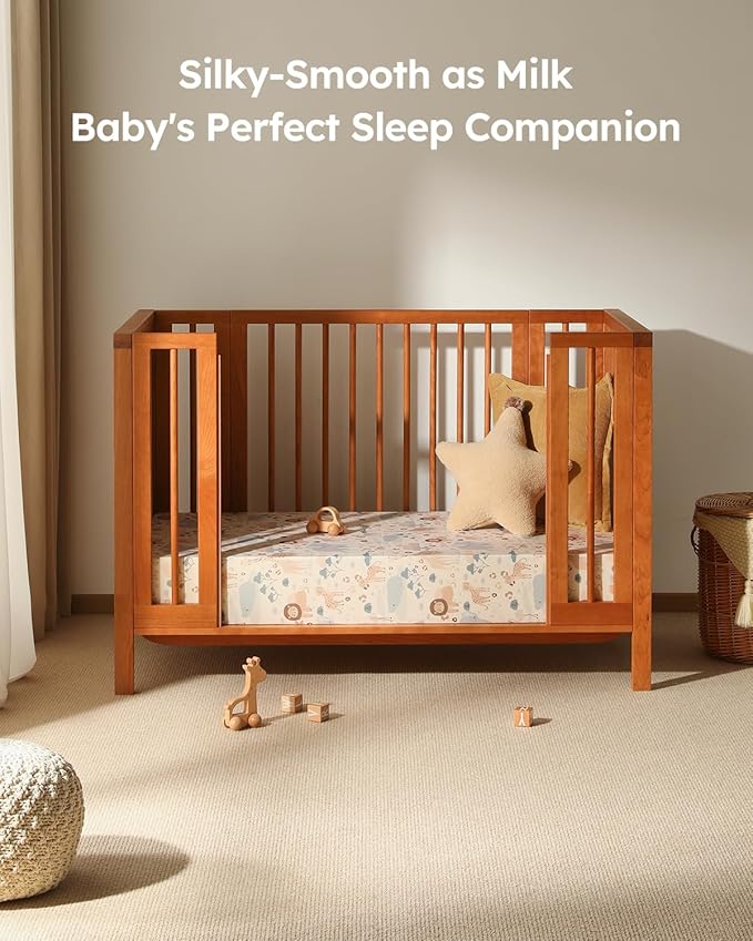Baby Crib Sheets for Boys Girls, Fitted Crib Sheet Neutral 3 Pack for Standard Crib and Toddler Mattress, Breathable Soft Microfiber Baby Sheet 28x52x8in Elephant