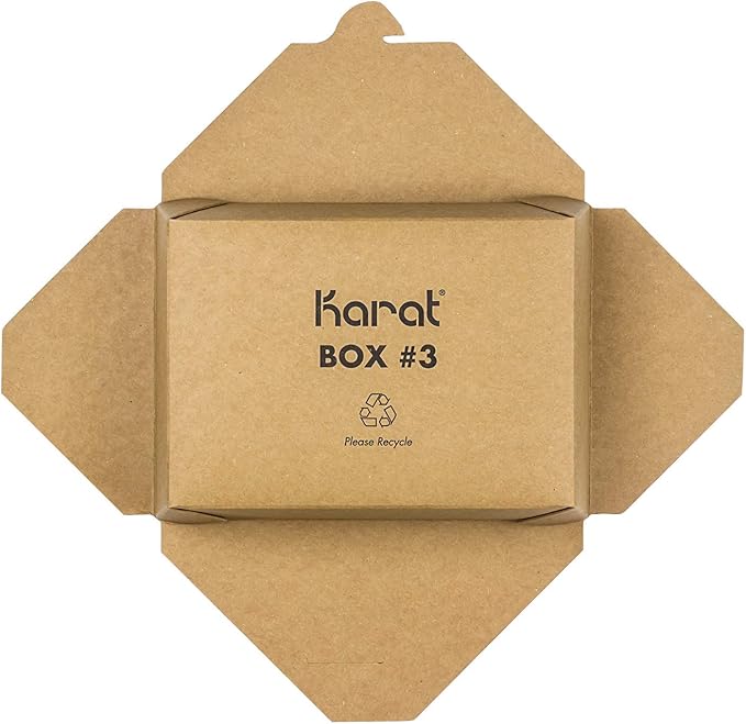 Karat Paper To Go Boxes [76 oz - 200ct] Leak-Resistant, Microwavable, Heavy-Duty Take Out Boxes | Grease Resistant & Stackable | #3 Kraft Brown
