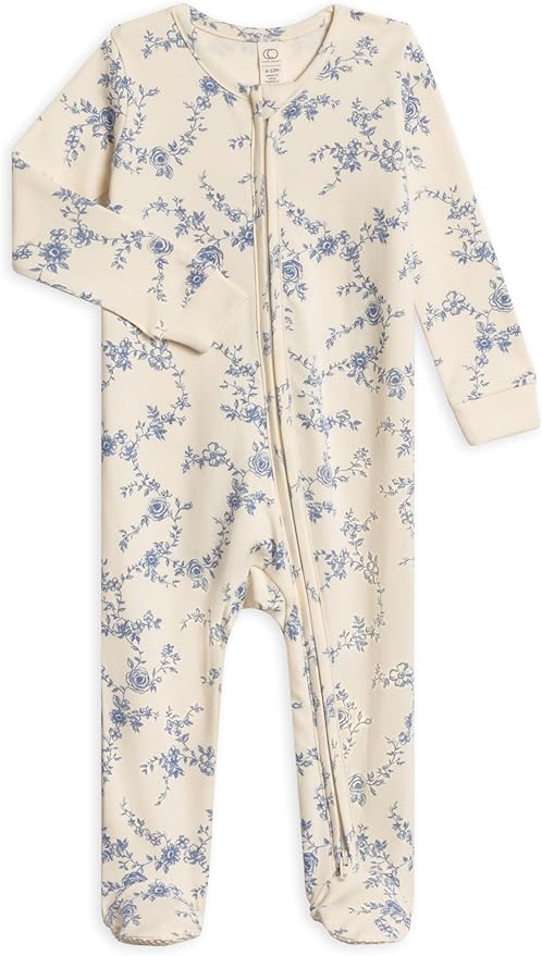 Colored Organics Baby Zip-Up Footed Sleeper with 2-Way Zipper - Newborn Organic Cotton Pajamas