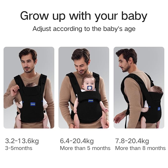 Baby Carrier Newborn to Toddler,Newborn Carrier(7-25lbs) with Head Support, Cozy Baby Wrap Carrier, with Hook&Loop for Easily Adjustable, Soft Fabric (Breathable Black) (Summer-Black)
