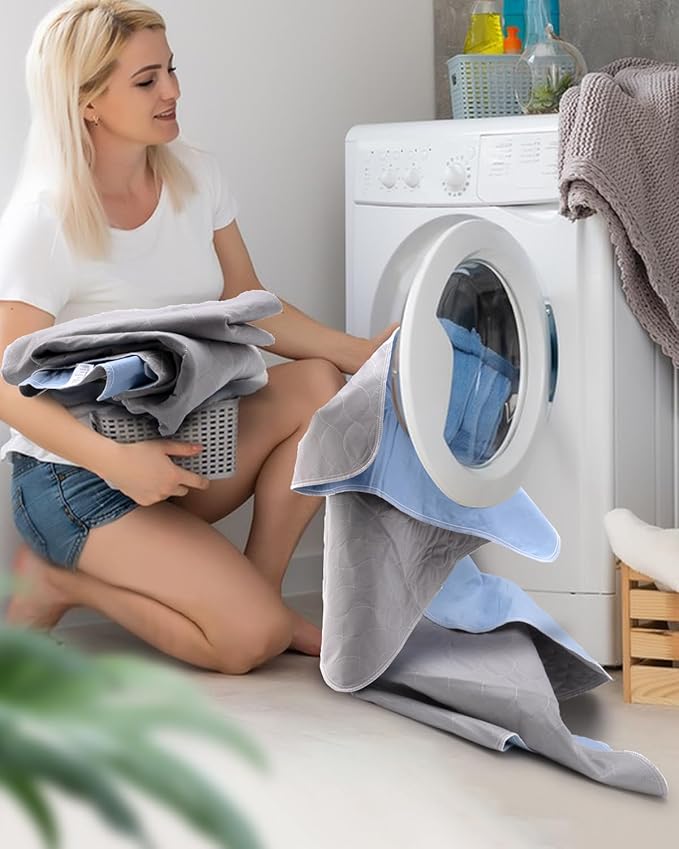Washable Bed Pads 36" x 52" - 6 Pack, Grey, Waterproof Bed Pads for Incontinence, Bed Wetting Pads for Bed, Sofa, Floor, Resuable Underpads for Adults, Seniors, Pet