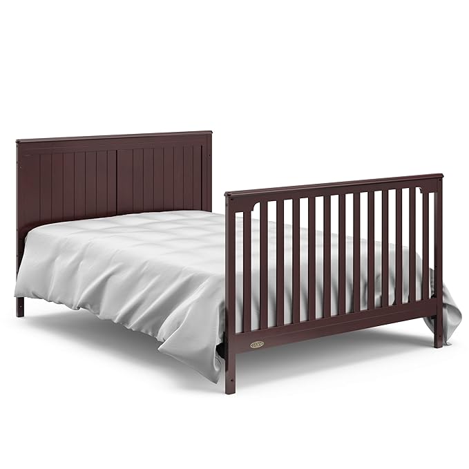 Graco Hadley 5-in-1 Convertible Crib with Drawer (Espresso) – GREENGUARD Gold Certified, Fits Standard Crib Mattress, Converts to Toddler Bed, Daybed and Full Bed, 4 Adjustable Mattress Heights