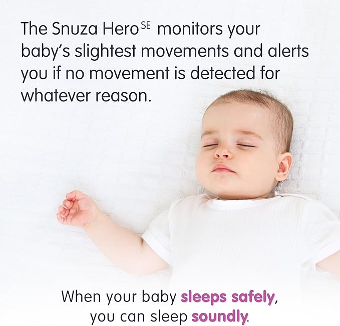 Snuza Hero Baby Monitor: Alerts When No Movement Detected, Gentle Vibration Pre-Alerts, Attaches to Nappy, No WiFi/Bluetooth, Medical Grade Material. Safer Sleep for Babies, Better Sleep for Parents.