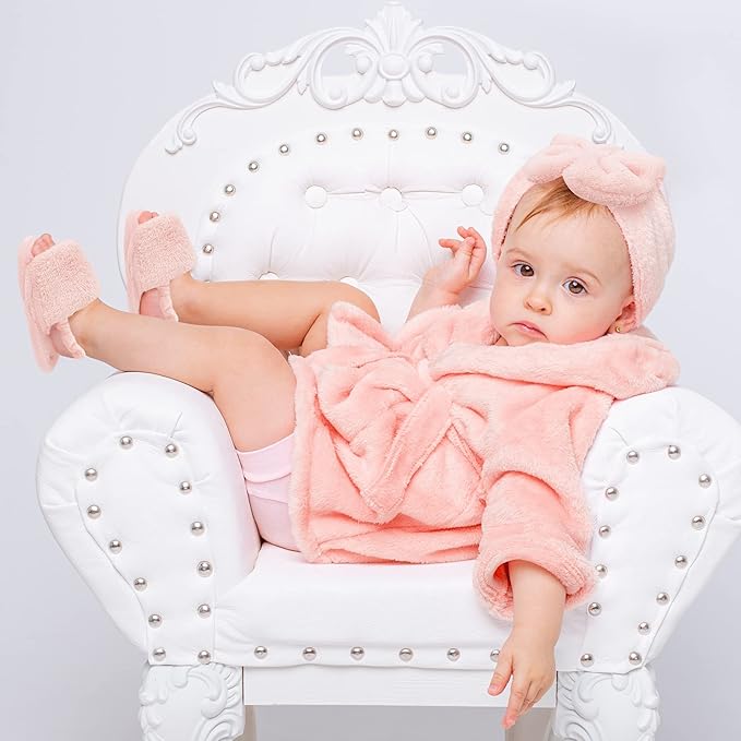 Rising Star Baby Toddler Robe Or Kids Robe for Girls and Boys - Kids & Baby Bath Robe Spa Set with Washcloth or Slippers