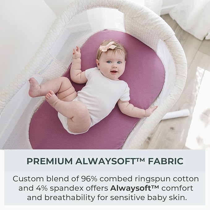 Pobibaby – 2 Pack Bassinet Sheets Girl, Bassinet Sheets Cotton 33x20 for Girls and Floral Nursery for Standard Rectangle Bassinets – Ultra-Soft Jersey Knit, Safe and Snug for Baby (Blossom)