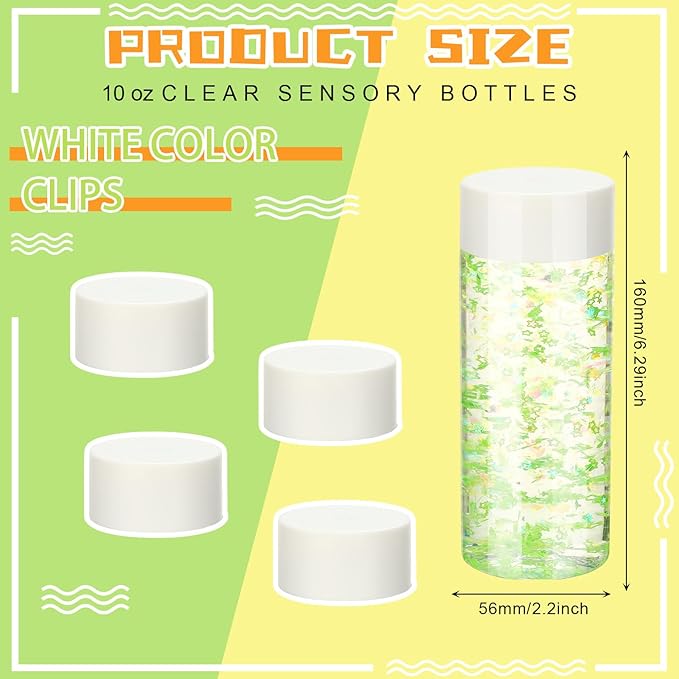 Hoolerry 16 Pcs Empty Plastic Sensory Bottles with Lids Round Clear Plastic Water Bottles Reusable Sensory Bottles for Sensory Crafts Classroom Handmade Party(White,10 oz)