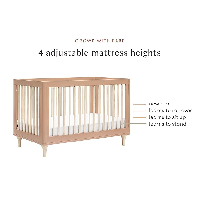 Babyletto Lolly 3-in-1 Convertible Baby Crib - GREENGUARD Gold Certified Convertible Crib to Toddler Bed & Daybed - Wooden Baby Bed, 4 Adjustable Heights - Easy to Assemble - Canyon/Washed Natural