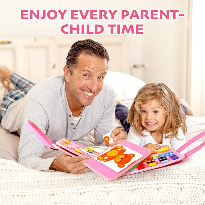 Hooku Busy Board for 1 Year Old, Montessori Sensory Toys for Toddlers 1-3, Fine Motor Learning Activities, Toddler Travel Toys, Birthday Gifts for Baby Boy or Girl