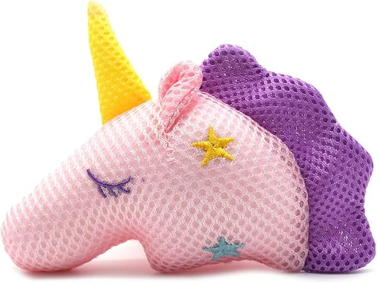 Cute Unicorn Kids Bath Loofahs Balls for Baby Girls Boys Mesh Shower Ball Pouf Exfoliating Bath Sponge Body Cleaner Bath Accessories (Pink Unicorn)
