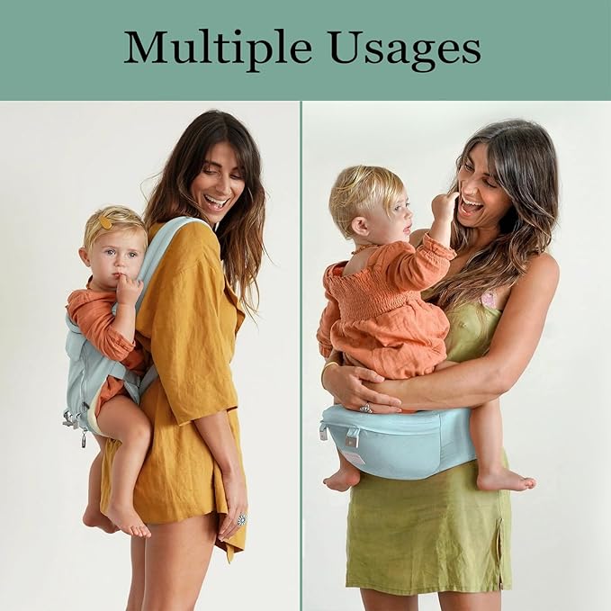 Baby Carrier, Ergonomic 6-in-1 Baby Carrier with Hip Seat for Newborn Infant Toddler, Adjustable Detachable Baby Holder Carrier for Dad Mom