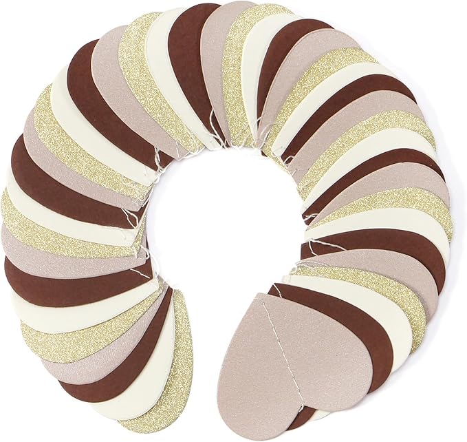 Brown-Gold Nude-Pink Party-Decorations Paper Garland - 52Ft Neutral Boho Blush Champagne Cow Bear Streamers Banner,Fall Autumn Birthday Baby Shower Wedding Hanging Decor Panduola