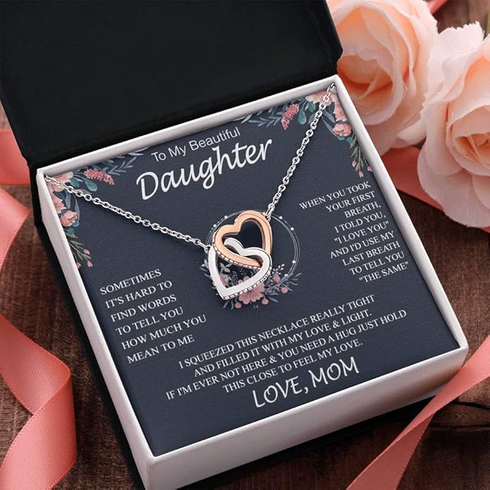To My Daughter Gift Necklace From Dad or Mom - Badass Daughter Jewelry With Heartfelt Message & Elegant Box