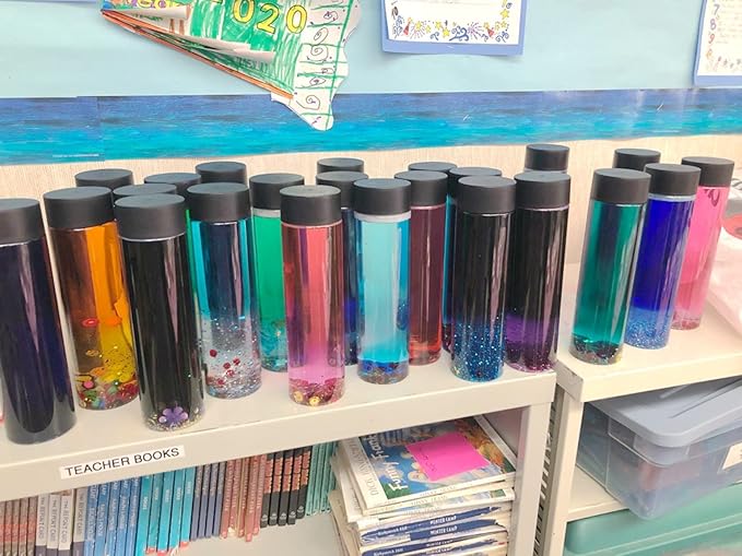 18 PCS 14 Oz Bulk Empty Sensory Bottles, Plastic Juice Bottles with Caps, Reusable Clear Drink Containers, PET Water Bottles for Juice Milk Homemade Beverages