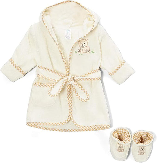 Spasilk 100% Cotton Hooded Terry Bathrobe with Booties Baby One Size Gifts — Shower