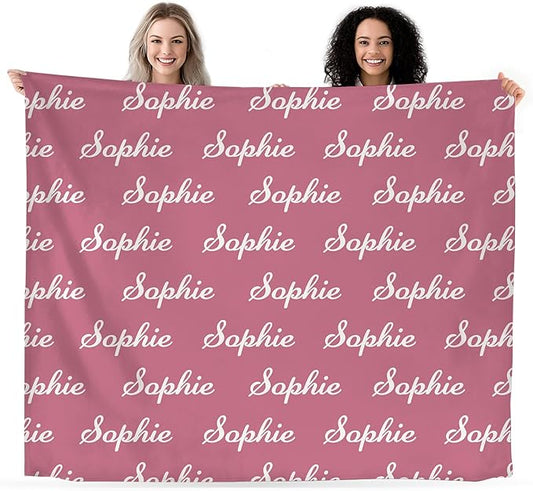 Personalized Baby Name Blanket, Custom Blankets and Throws with Name for Kids Girls Boys, Customized Toddler Blanket Gifts for Christmas Birthday Baby Shower (Name Text)
