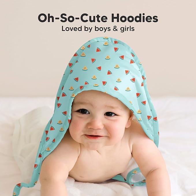 KeaBabies Hooded Baby Towel for Newborn - Viscose Derived from Bamboo Large Baby Bath Towels with Hood for Boys, Girls, Toddler, Extra Absorbent & Soft Newborn Bath Essentials (Melon Beat)