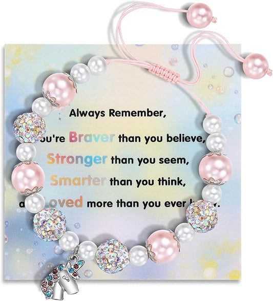 Unicorn Charm Bracelet for Girls - Adjustable Pink Pearl Kids Bracelet for Toddler Girls 4-12 Year Old- Daughter Granddaughter Child's Jewelry Gift for Birthday Christmas gifts
