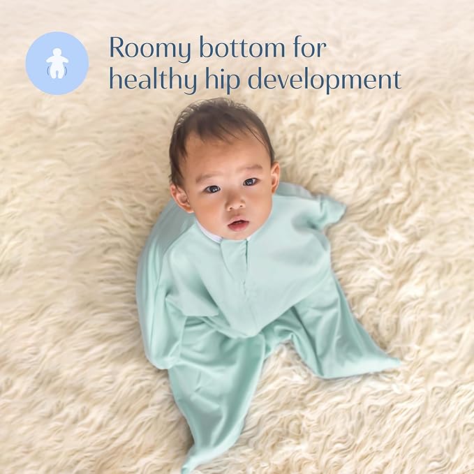 SleepingBaby Zipadee-Zip Transition Swaddle - Cozy Baby Swaddle Blanket with Zipper Convenience - Roomy Wearable Blanket for Easy Diaper Changes - Classic Mint, X-Small (3-6 Month)
