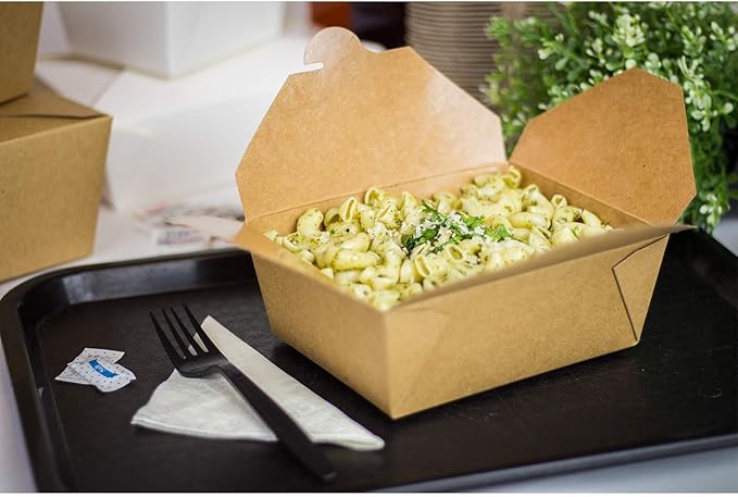 Karat Paper To Go Boxes [48 oz - 300 ct] Leak-Resistant, Microwavable, Heavy-Duty Take Out Boxes | Grease Resistant & Stackable | #8 Kraft Brown