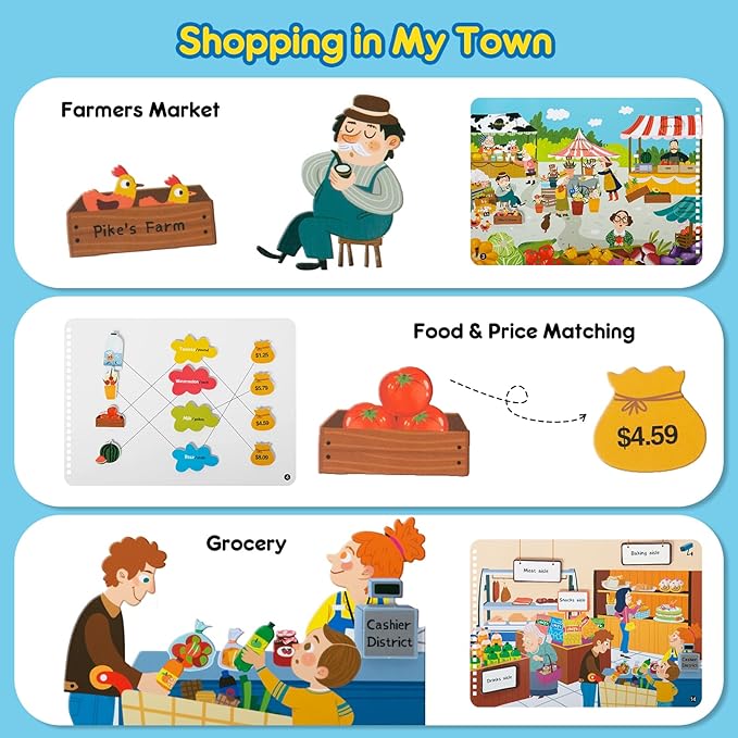 Freebear Busy Book for Toddlers Preschool Learning Activities Resources Autism Sensory Montessori Toys for 2-3 Year Old,Travel Toys, Gifts for Girls and Boys 4 5 6 Years (Human World)