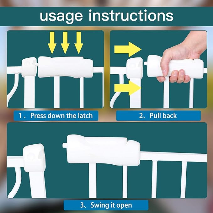 Narrow Walk Through Baby Gate 24.02-29.13 Inch Wide Auto Close Tension White Metal Child Pet Indoor Safety Gates Pressure Mounted for Stairs& Doorways (24.02"-29.13"/61-74CM, White)