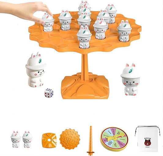 Rabbit Balance Game，Balance Board Game，Two-Player Balanced Tree Board Game, Montessori Rabbit Balance Tree Educational Toys, Children Desktop Game Gift for Boys Girls