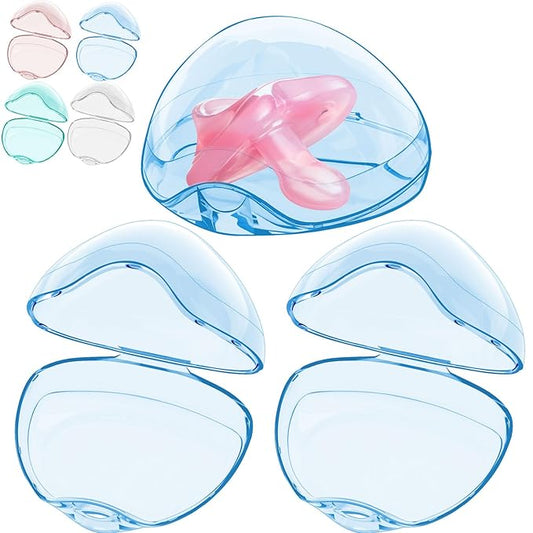 Smlpuame Pacifier Case,3 Pack BPA Free Pacifier Holder Case,Transparent Container Box for Baby Binky（Not Included),Essential Pacifier Accessories,Alway Keep Paci Clean,Easy to Clean(Blue)