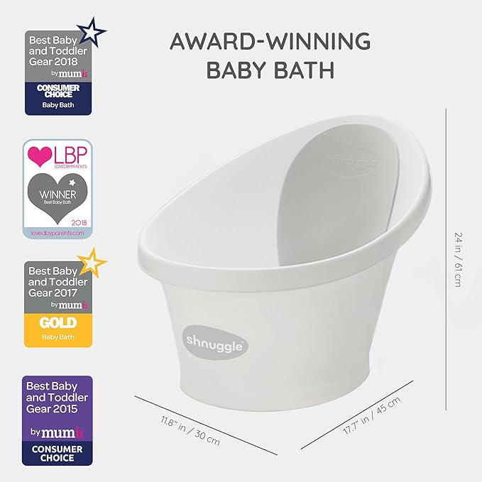 Newborn Baby Bath | Built in Support Bump and Soft Backrest | Suitable from Newborn | Bath Seat Support Includes Plug | Pebble Grey