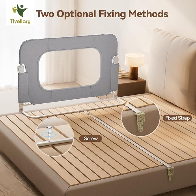 Reinforced Bed Rail for Toddlers – 47’’ Long Safety Guard with Thickened Material, Adjustable & Folding Bed Rails for Twin, Full, Queen, King Beds