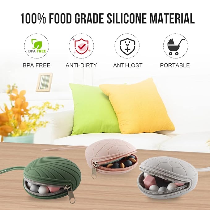 Smlpuame 3 Pack Pacifier Holder Case,Silicone Portable Pacifier Cover Pouch Bag for Diaper Bags Baby Carriage,Pacifier Storage Container Box,Easy to Clean(Black+Pink+Grey)