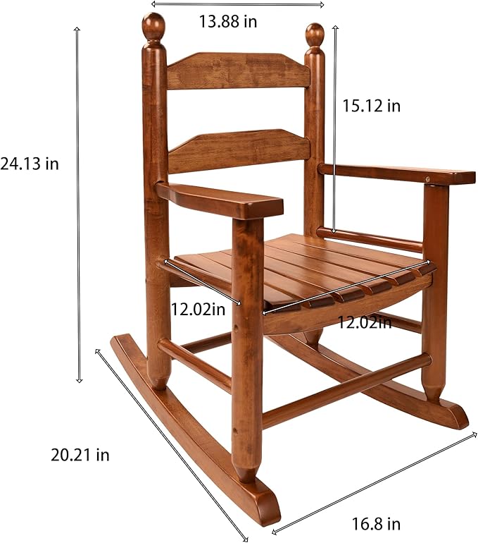 Toddler Rocking Chair Set of 2 Wooden Comfy Recliner Rocker for Kids Ages 3-6 Baby Lounge Chair Indoor Outdoor Girls Children’s Playroom Brown