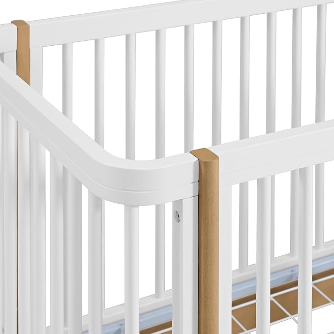 Nurture& The Crib - Baby, Toddler Convertible Crib | Sustainable Non-Toxic Materials | 3 Adjustable Heights - Grows with Your Baby (Classic, White)