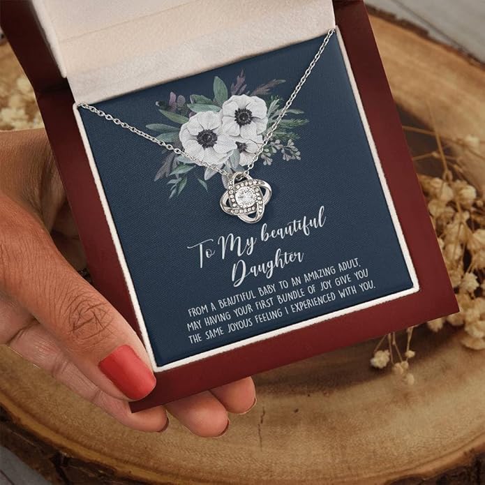 To My Daughter Gift Necklace From Dad or Mom - Badass Daughter Jewelry With Heartfelt Message & Elegant Box