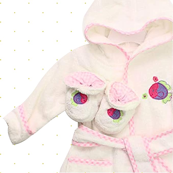 Spasilk 100% Cotton Hooded Terry Bathrobe with Booties Baby One Size Gifts — Shower