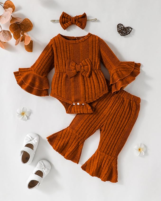 SUNNY PIGGY Baby Girl Clothes Infant Newborn Outfits Romper 0-18 Month Toddler Girls’ Clothing Pant Set