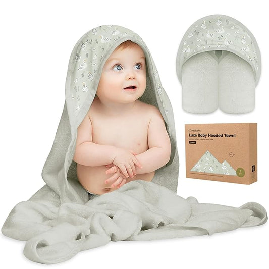 KeaBabies Hooded Baby Towel for Newborn - Viscose Derived from Bamboo Large Baby Bath Towels with Hood for Boys, Girls, Toddler, Extra Absorbent & Soft Newborn Bath Essentials (Serenity)